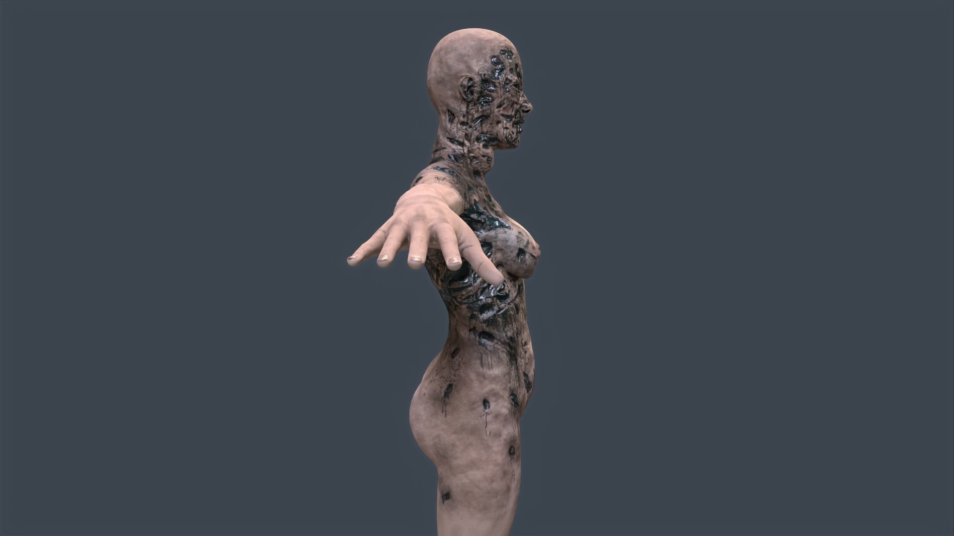 Female Zombie Game Ready 3D model_9