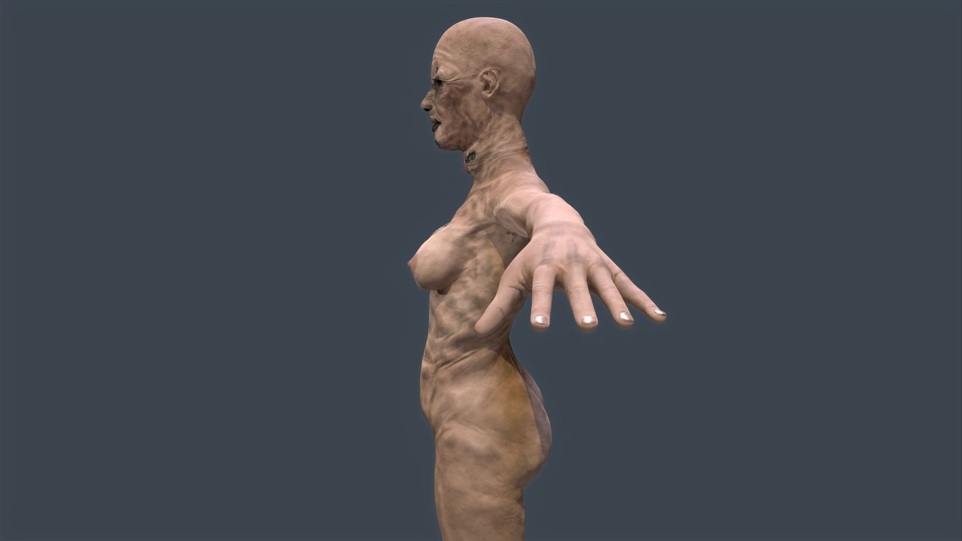 Female Zombie Game Ready 3D model_7