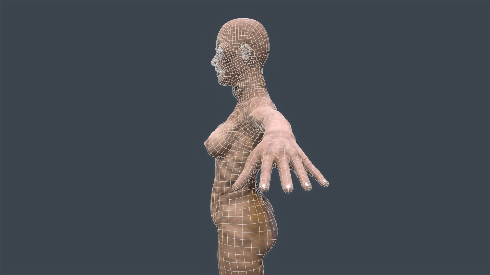 Female Zombie Game Ready 3D model_11