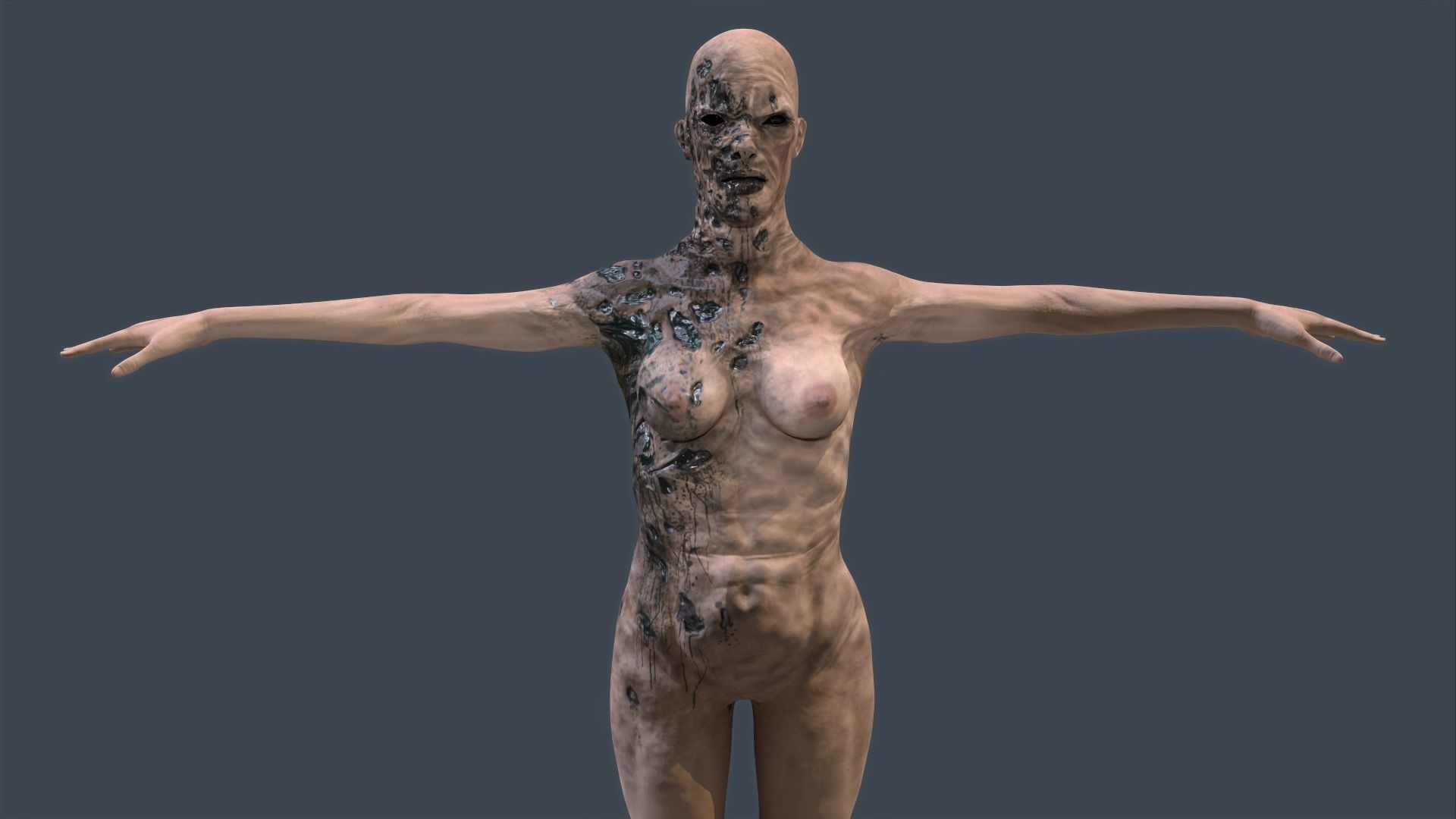 Female Zombie Game Ready 3D model_6