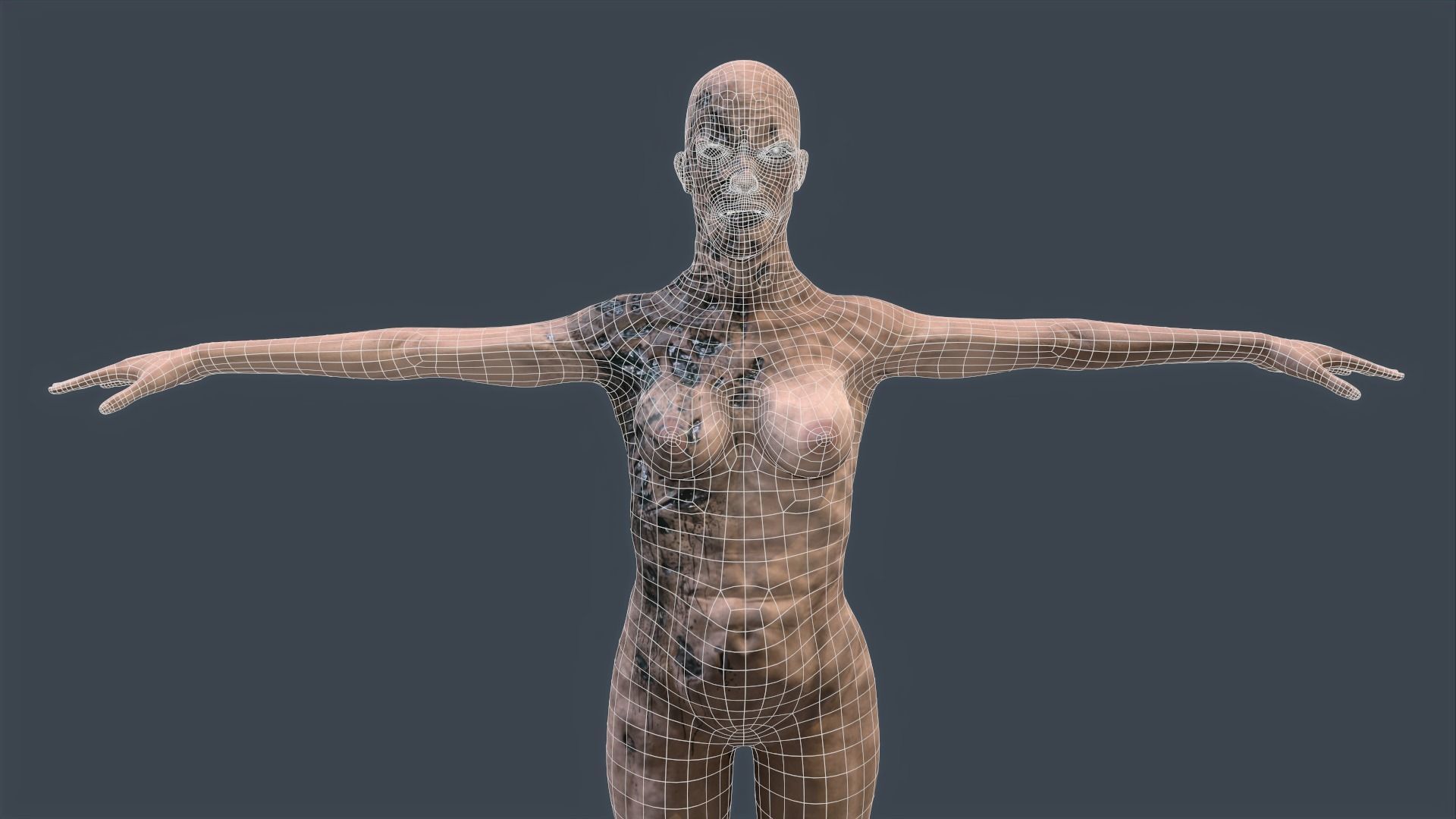 Female Zombie Game Ready 3D model_10