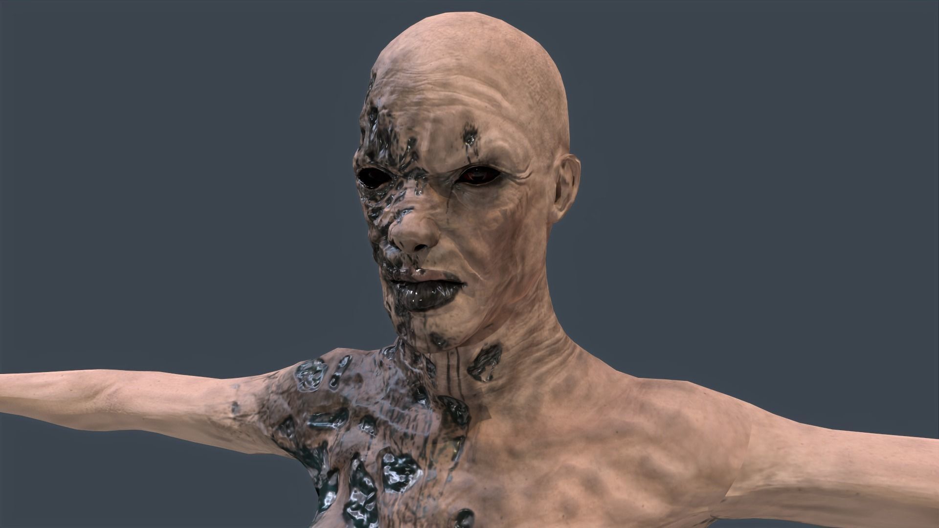 Female Zombie Game Ready 3D model_1