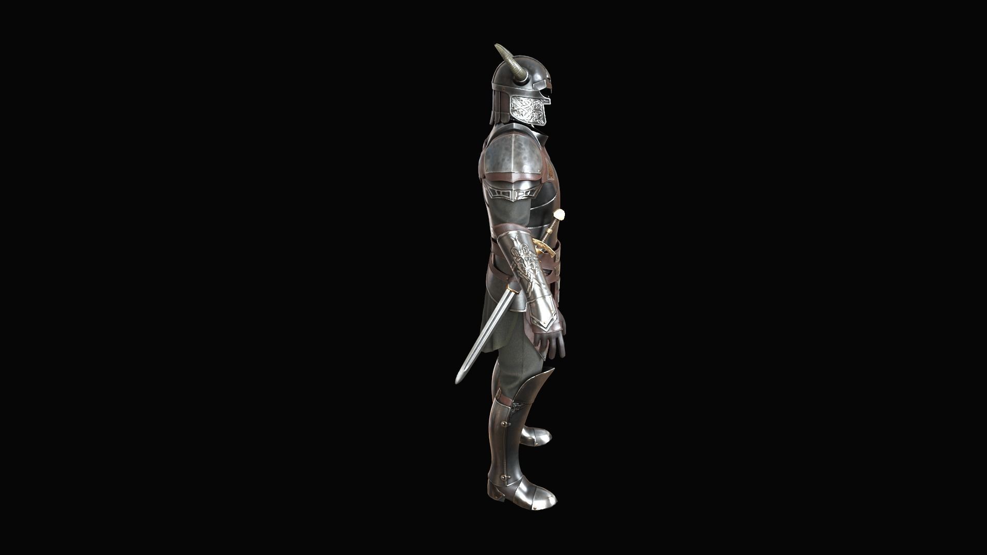 Armor medieval Low-poly 3D model_19