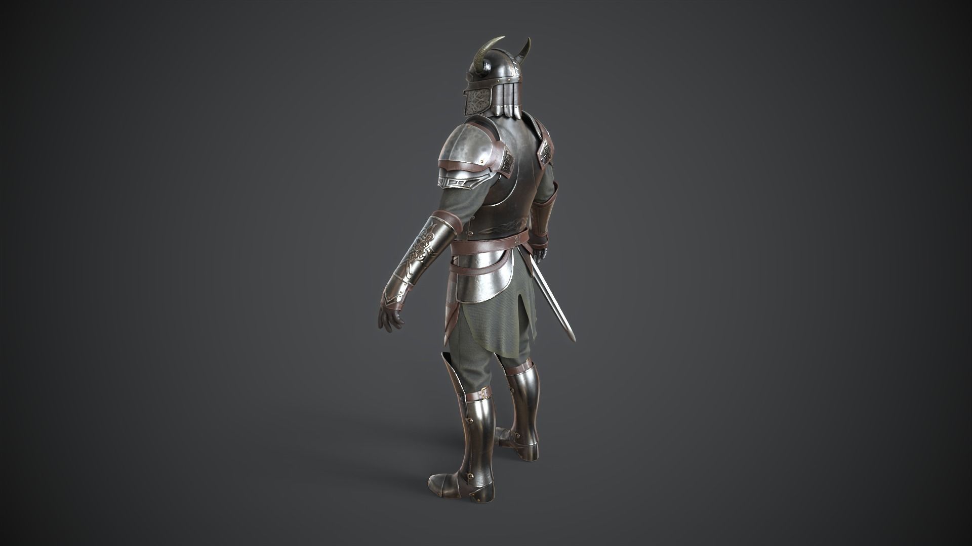Armor medieval Low-poly 3D model_7