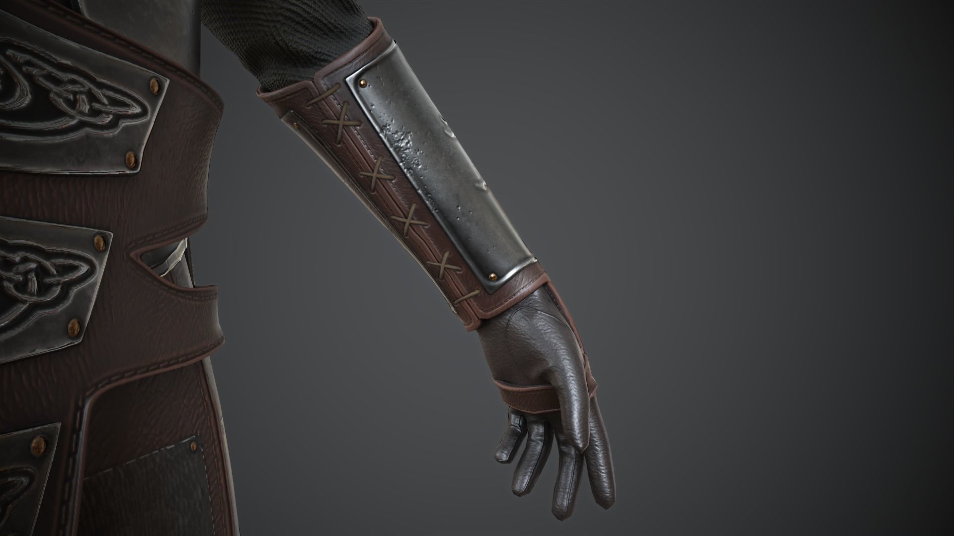 Armor medieval Low-poly 3D model_16