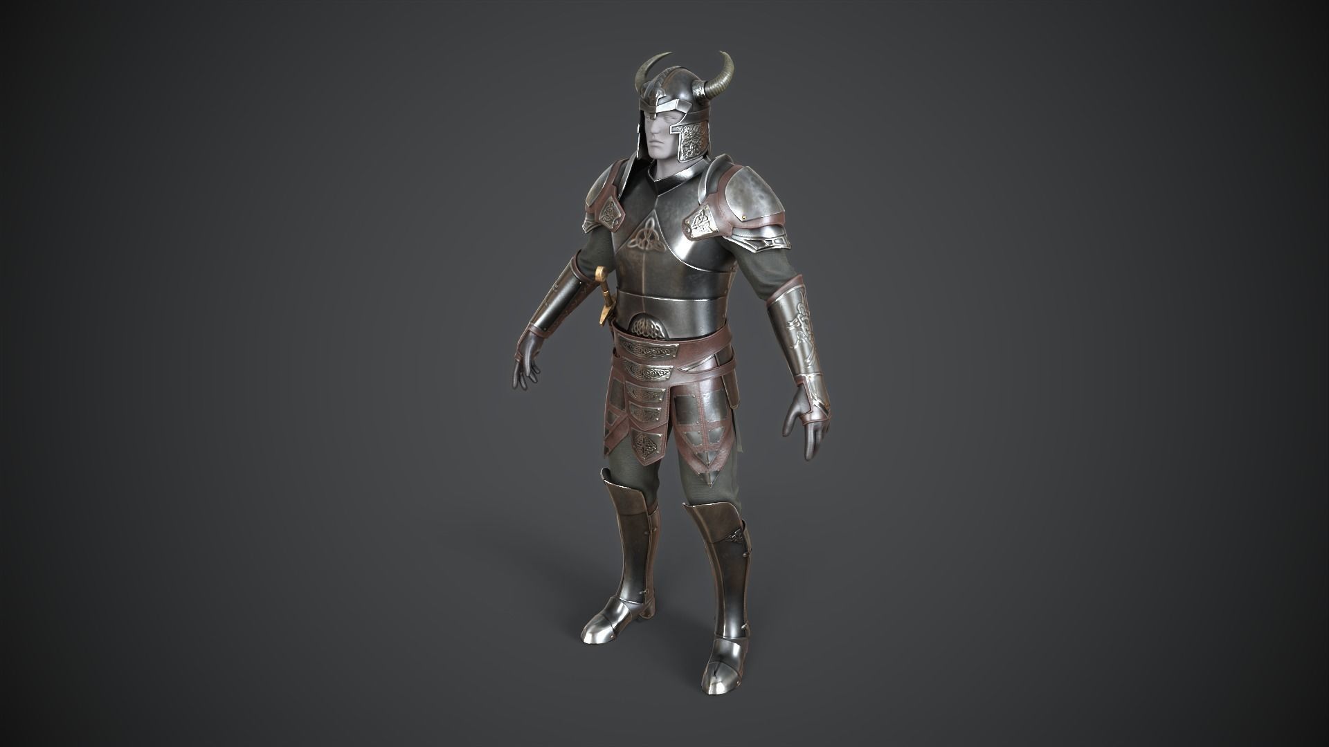 Armor medieval Low-poly 3D model_9