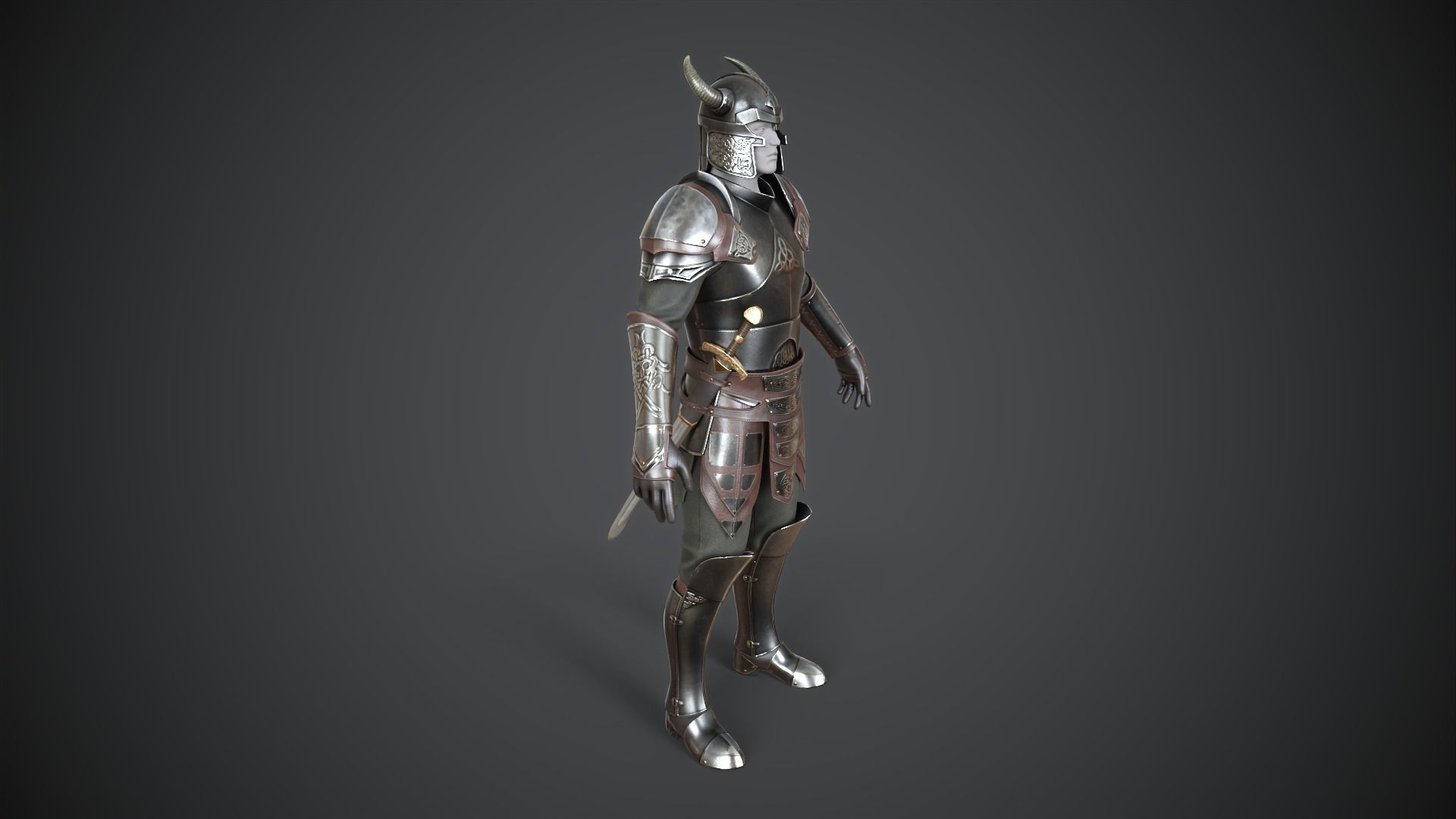 Armor medieval Low-poly 3D model_3