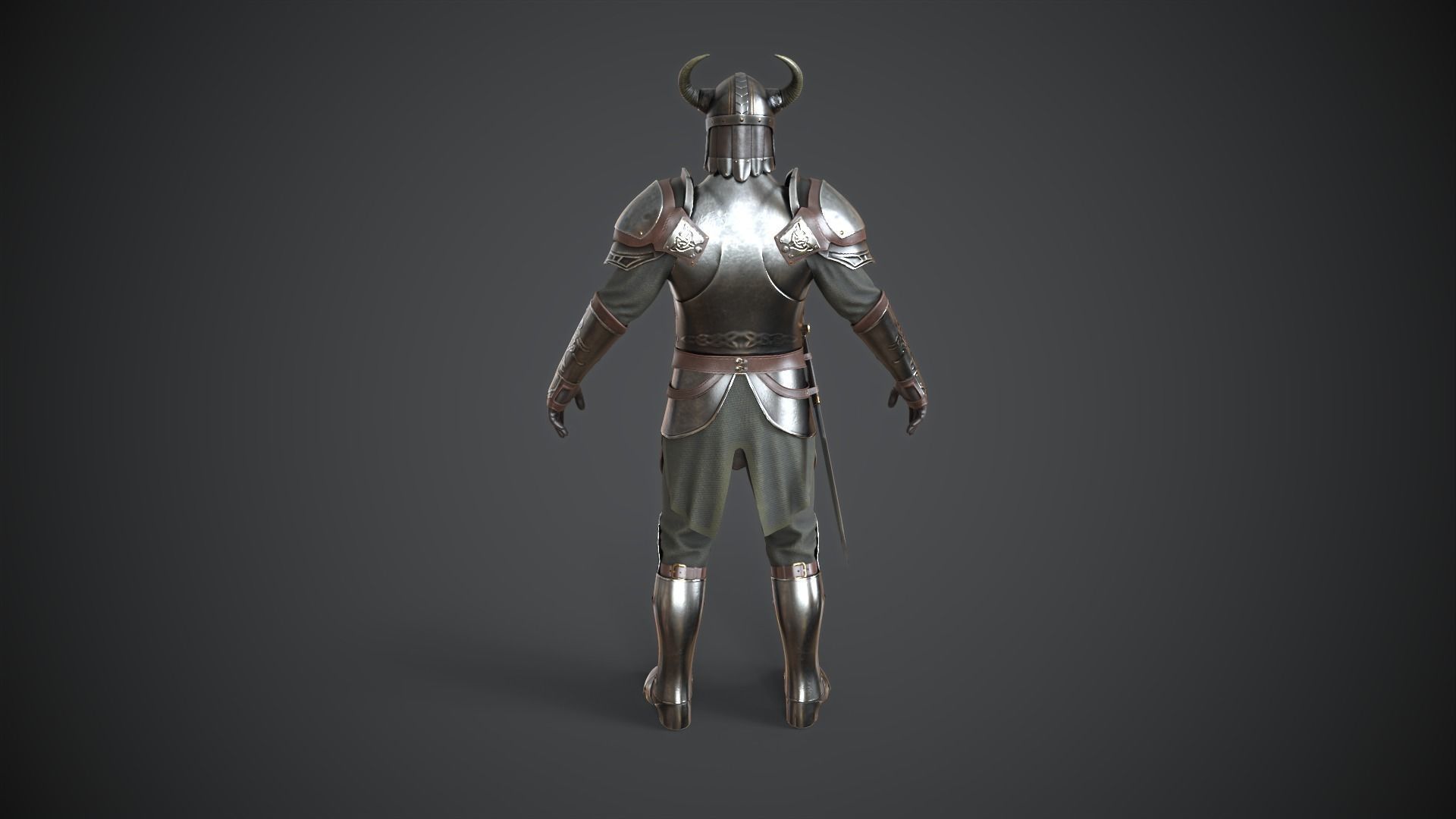 Armor medieval Low-poly 3D model_6