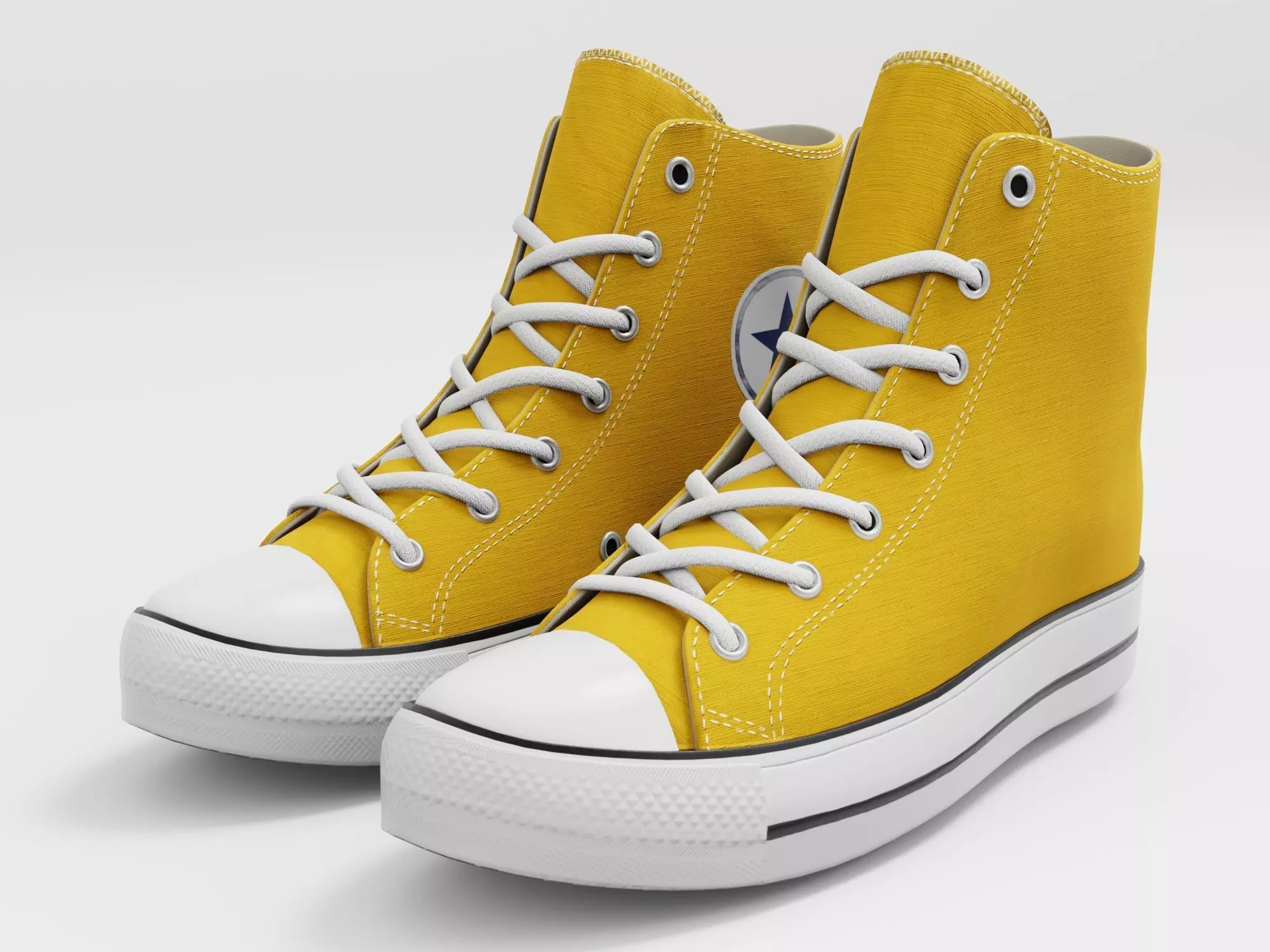 Converse All Star Style Unisex - Shoe Yellow PBR Low-poly 3D model_0