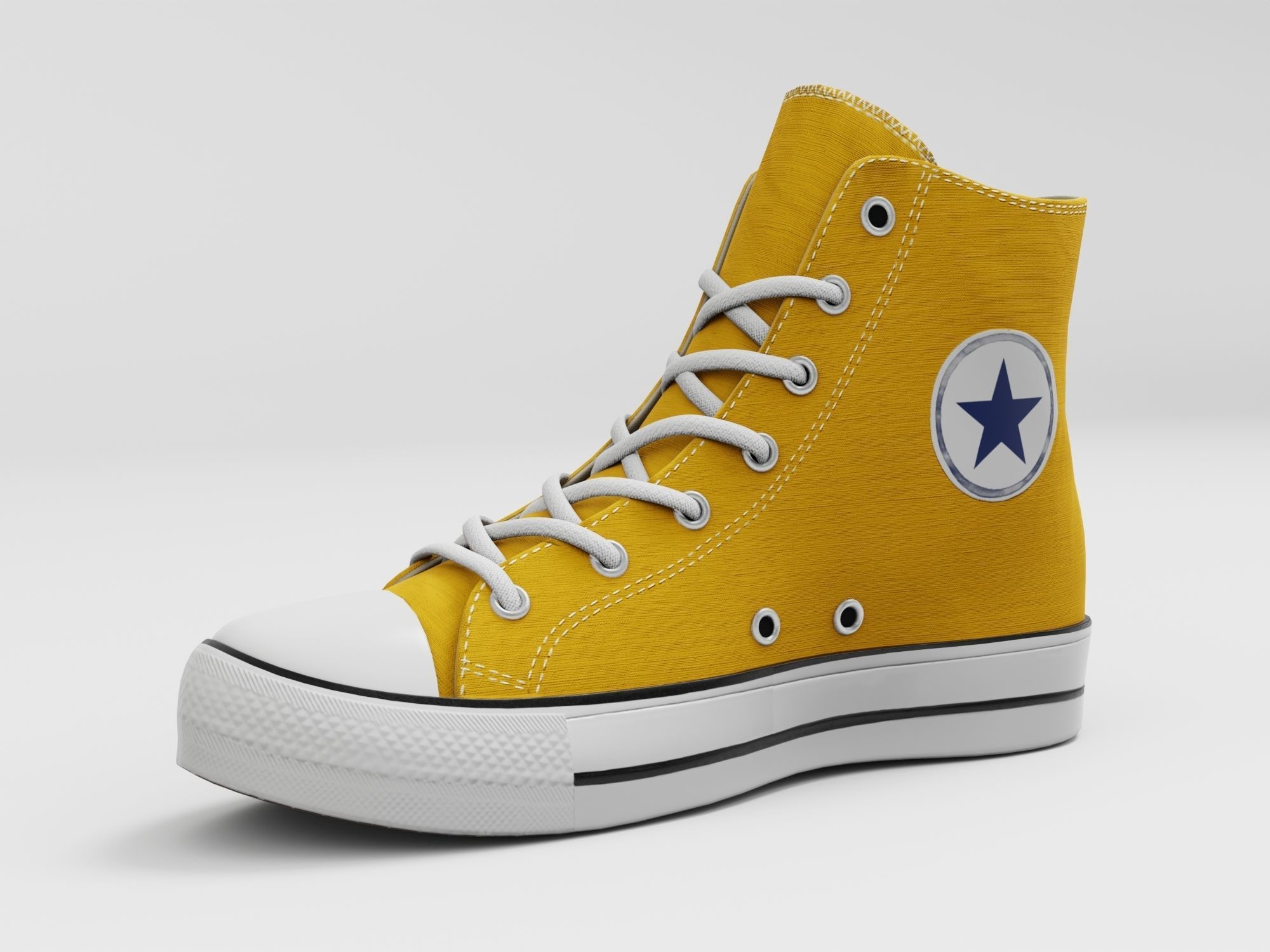 Converse All Star Style Unisex - Shoe Yellow PBR Low-poly 3D model_6
