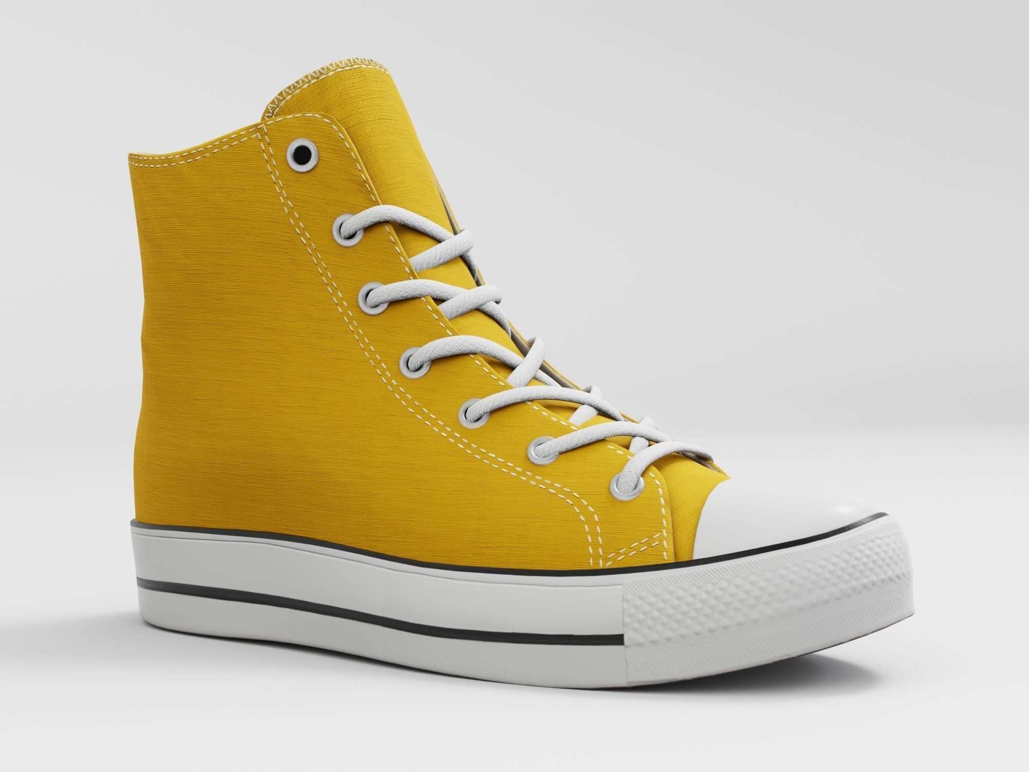 Converse All Star Style Unisex - Shoe Yellow PBR Low-poly 3D model_4