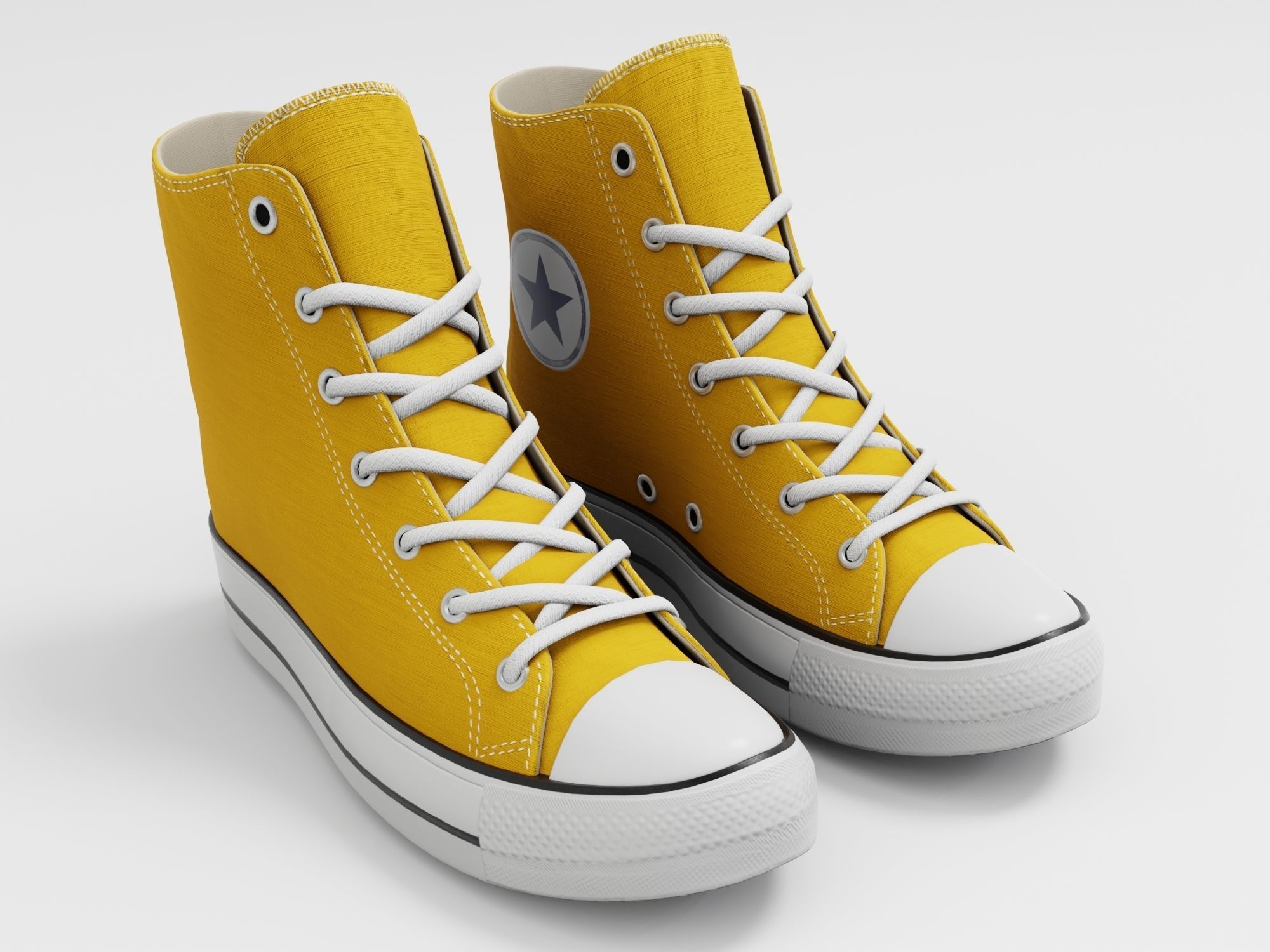Converse All Star Style Unisex - Shoe Yellow PBR Low-poly 3D model_8