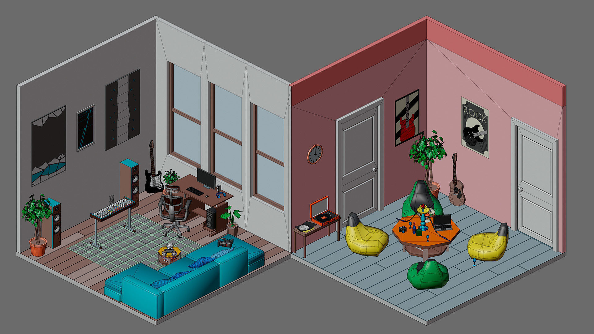 room 29 Low-poly 3D model_1