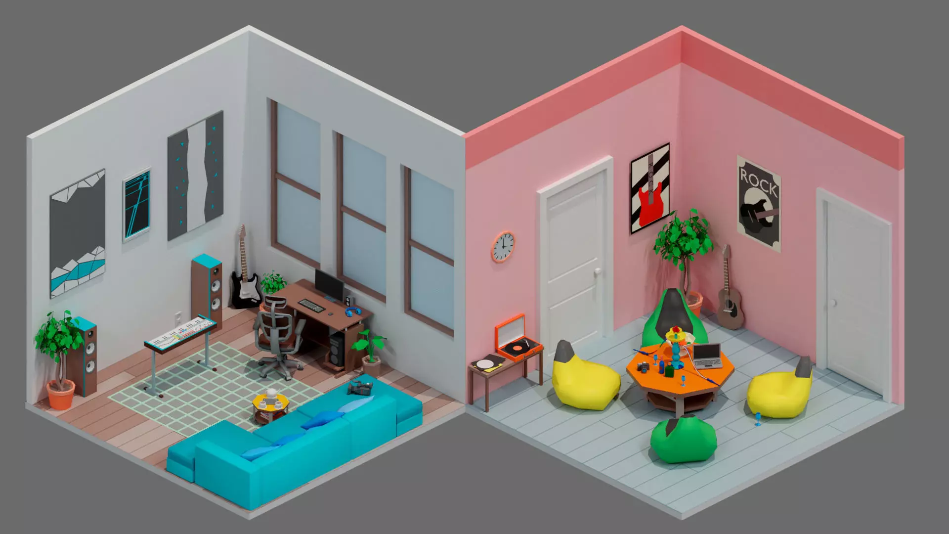 room 29 Low-poly 3D model_0
