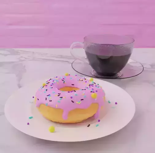 A mug with a donut and animation