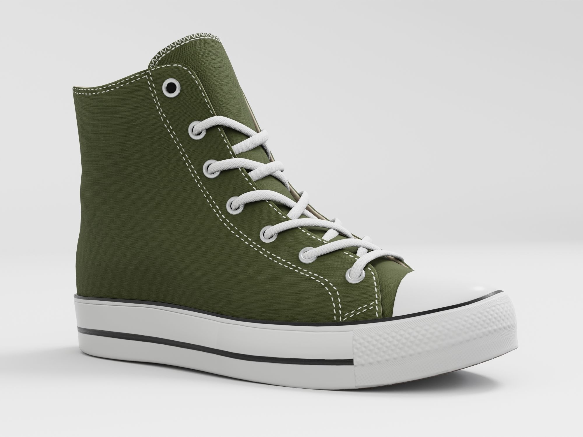 Converse All Star Style Unisex - Shoe Green PBR Low-poly 3D model_4