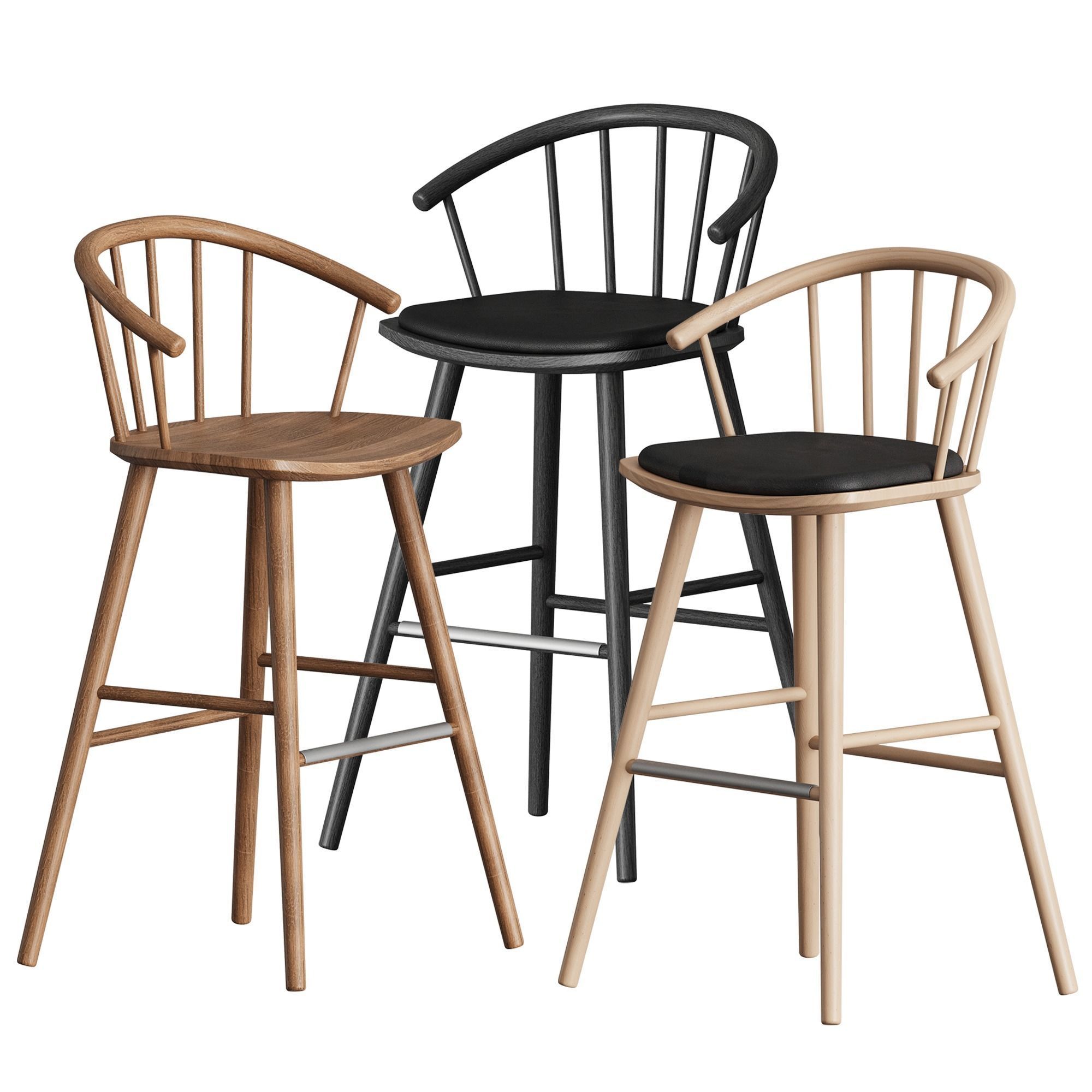 Sleek Bar Stool by Bolia 3D model_2