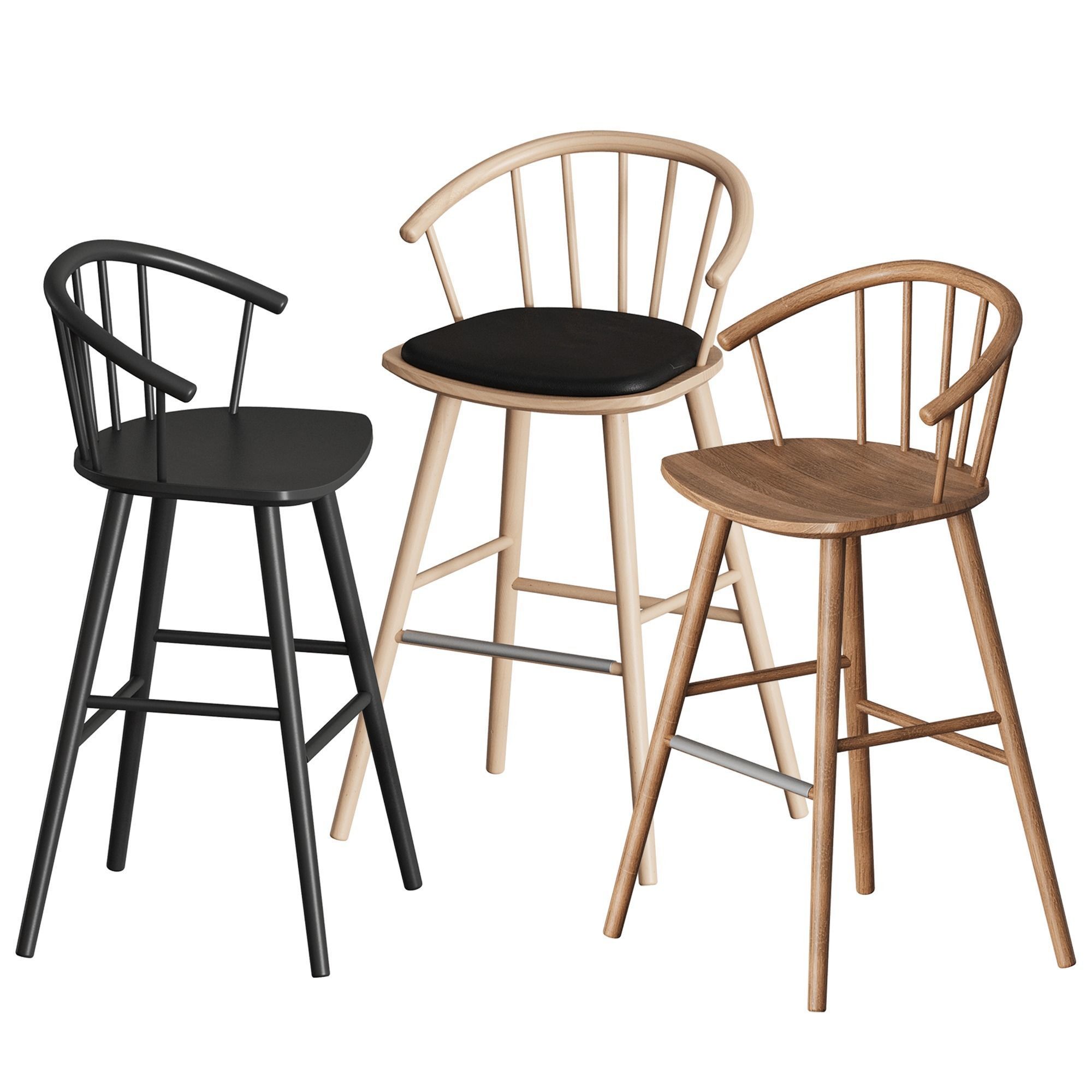 Sleek Bar Stool by Bolia 3D model_5