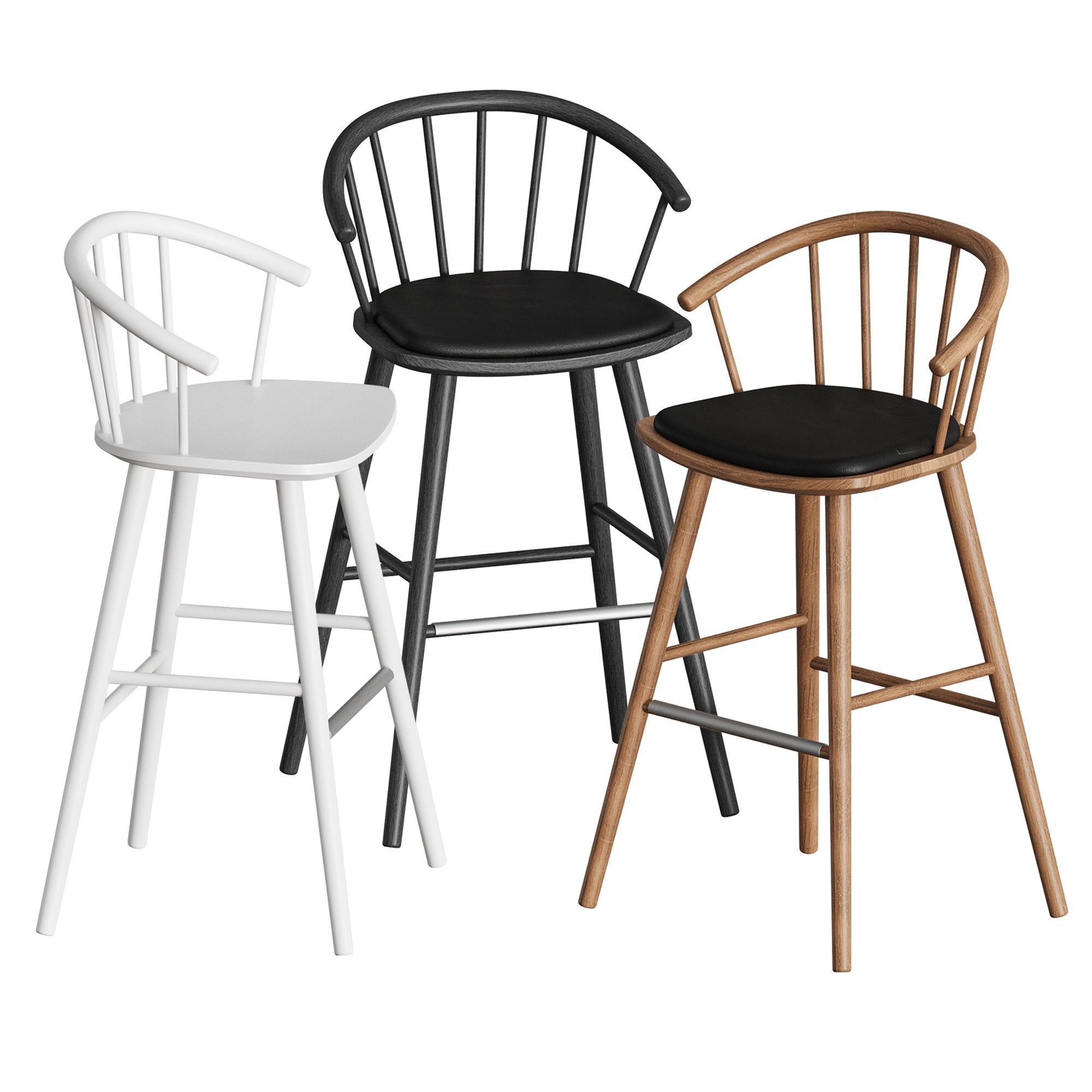 Sleek Bar Stool by Bolia 3D model_6