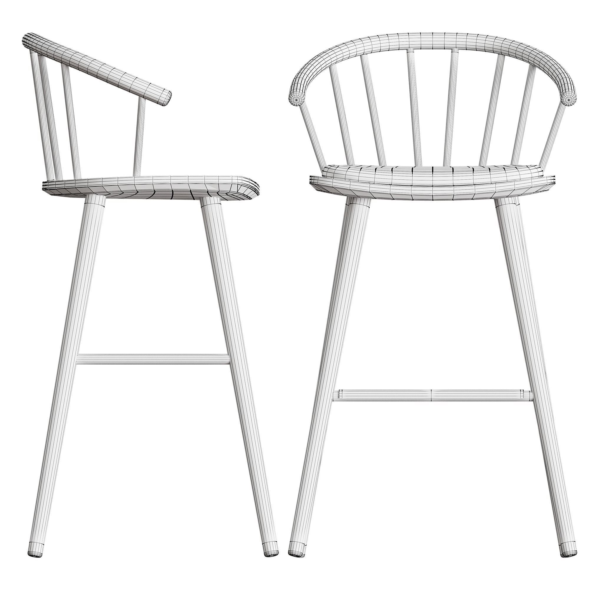 Sleek Bar Stool by Bolia 3D model_8