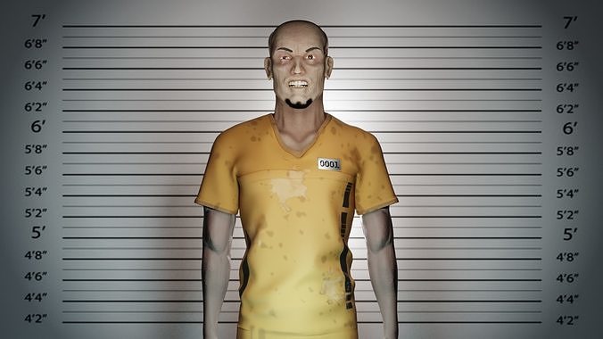 Angry Prisoner rigged for facial expressions 3D model