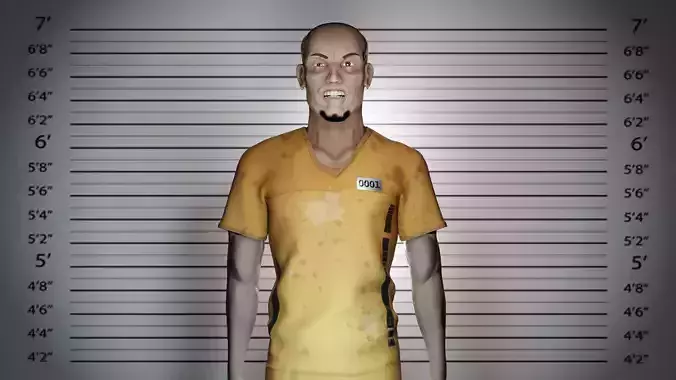 Angry Prisoner rigged for facial expressions 3D model