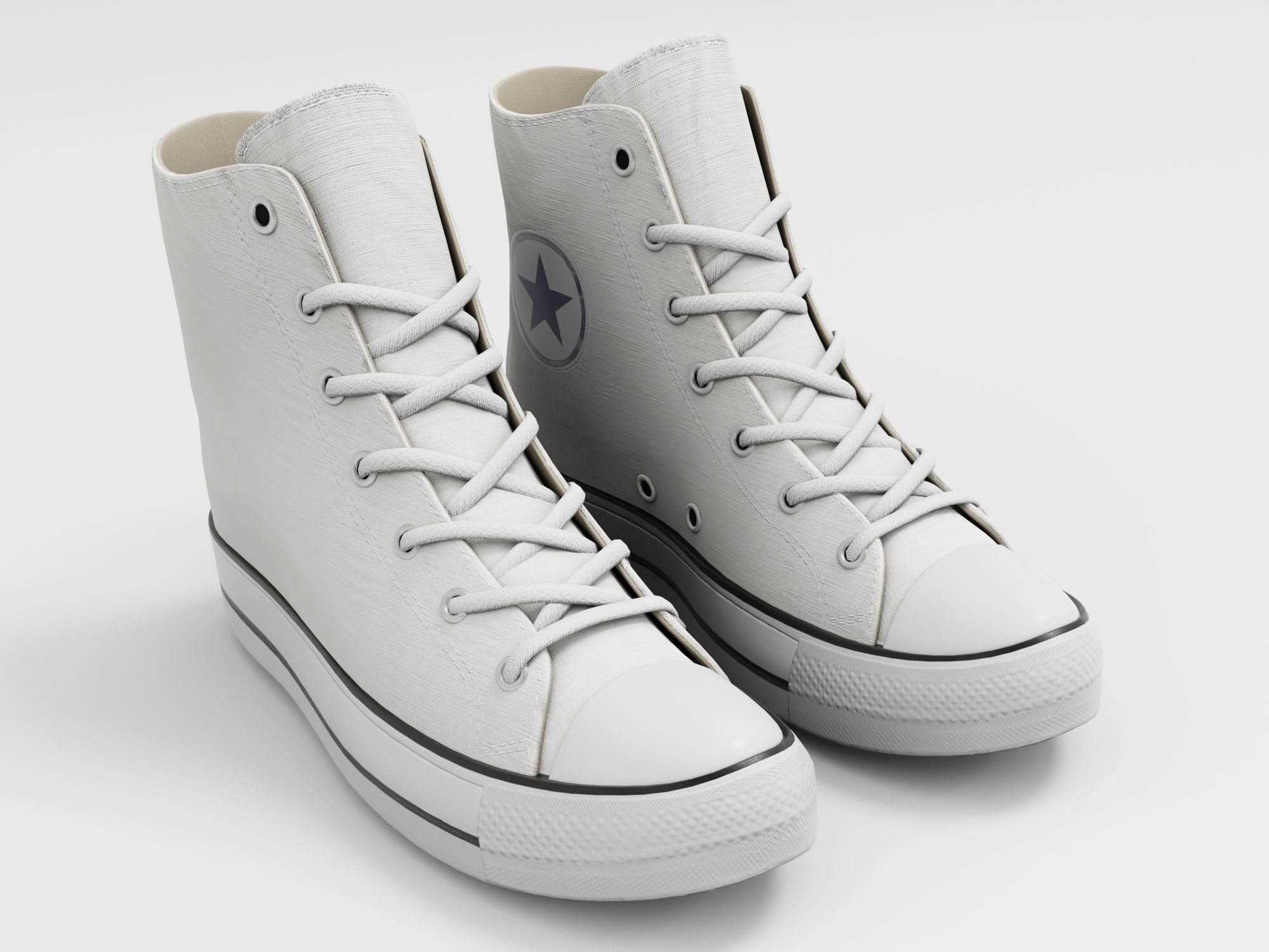 Converse All Star Style Unisex - Shoe White PBR Low-poly 3D model_8