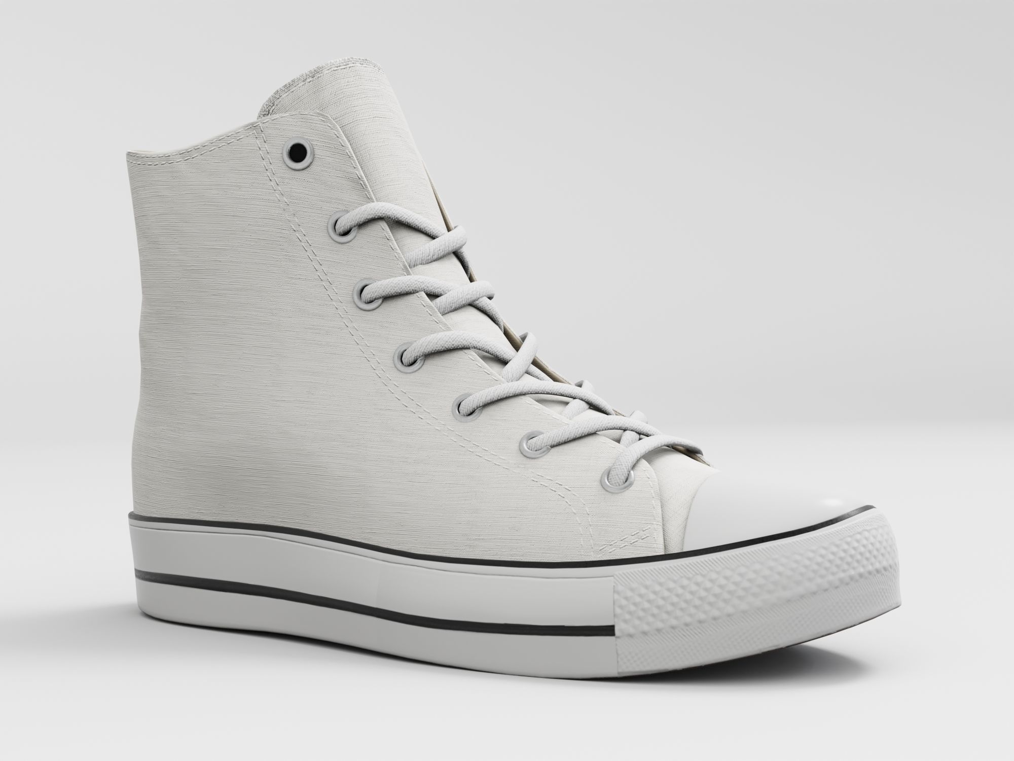 Converse All Star Style Unisex - Shoe White PBR Low-poly 3D model_4