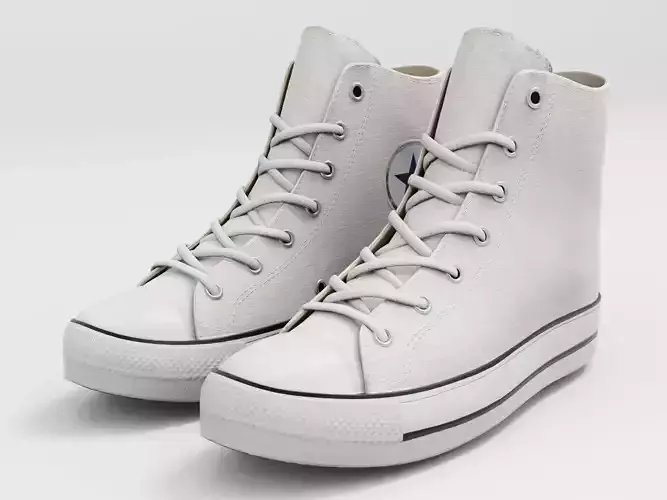Converse All Star Style Unisex - Shoe White PBR Low-poly 3D model