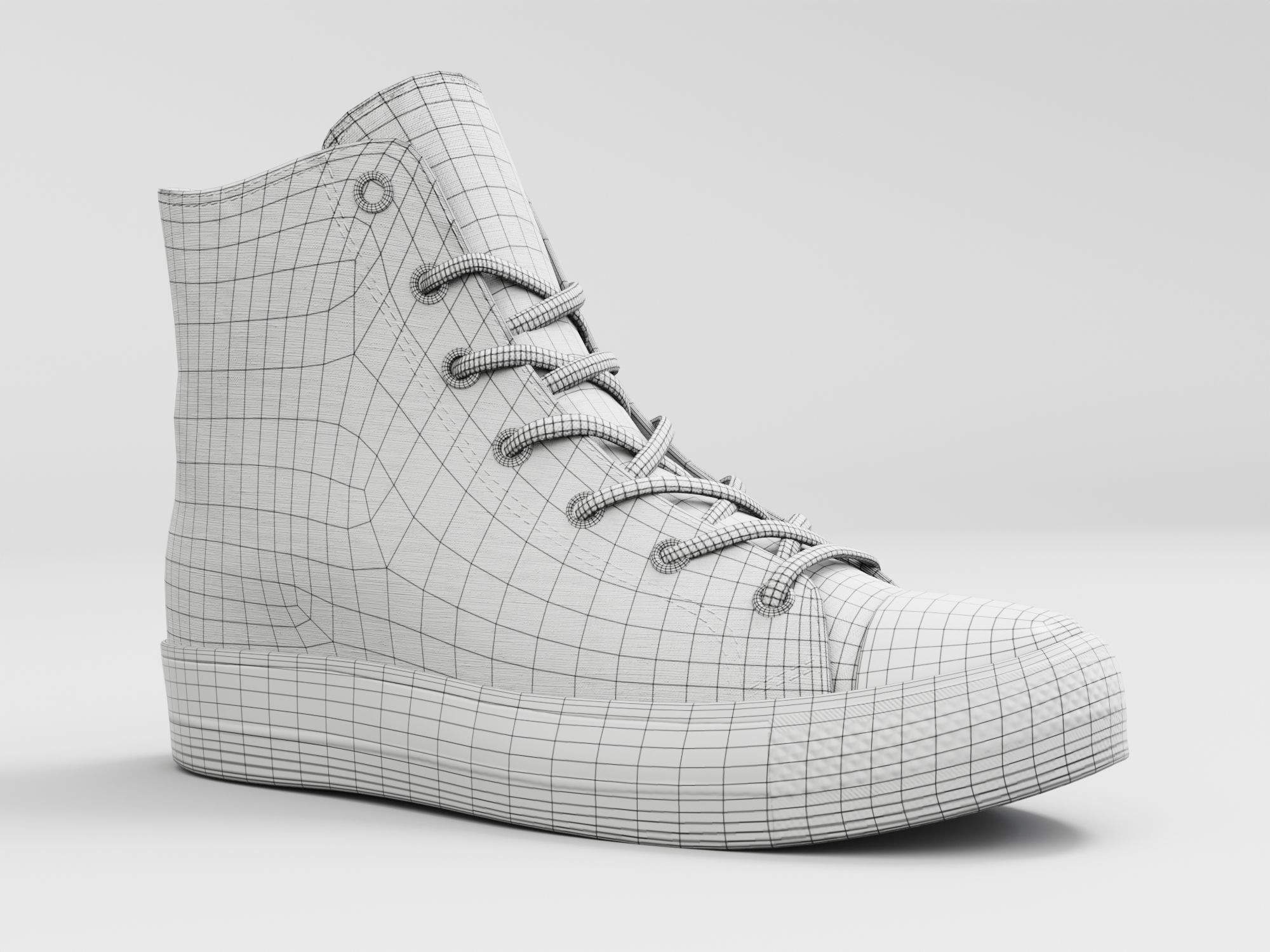 Converse All Star Style Unisex - Shoe White PBR Low-poly 3D model_5