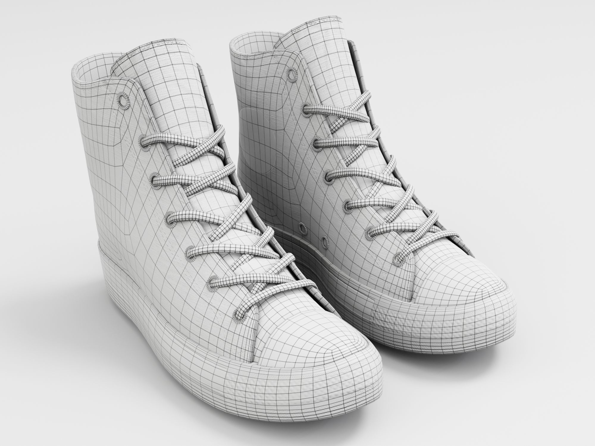 Converse All Star Style Unisex - Shoe White PBR Low-poly 3D model_9