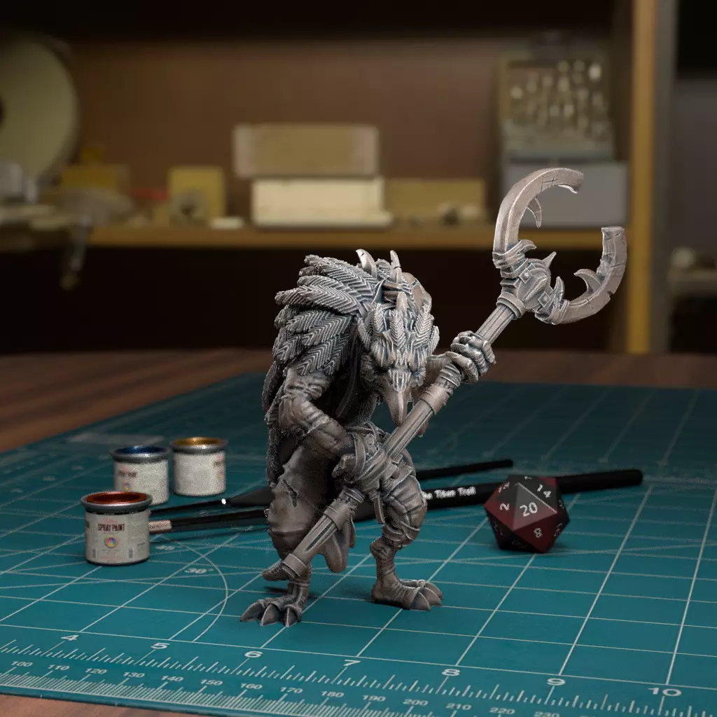 Kenku Bladed Staff - Pre-Supported 3D print model_0