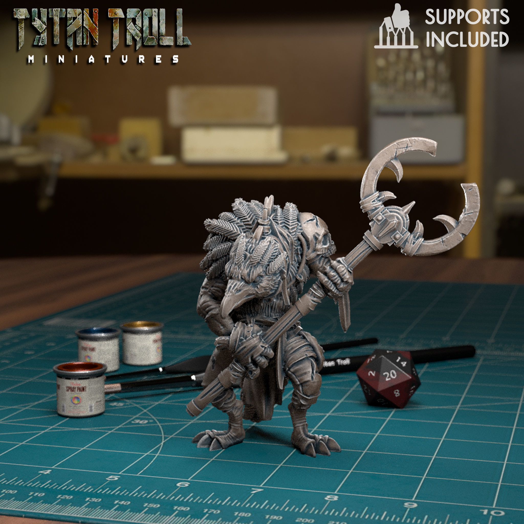 Kenku Bladed Staff - Pre-Supported 3D print model_4