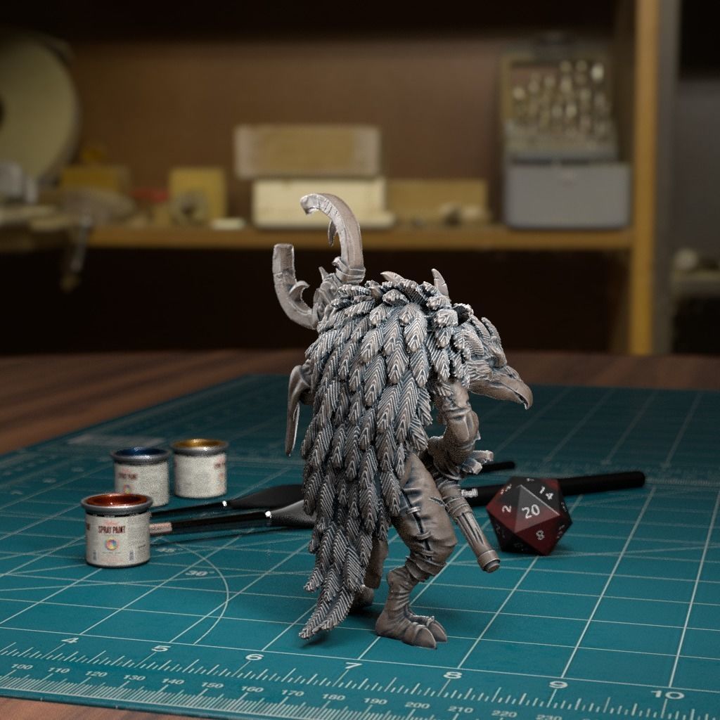 Kenku Bladed Staff - Pre-Supported 3D print model_1