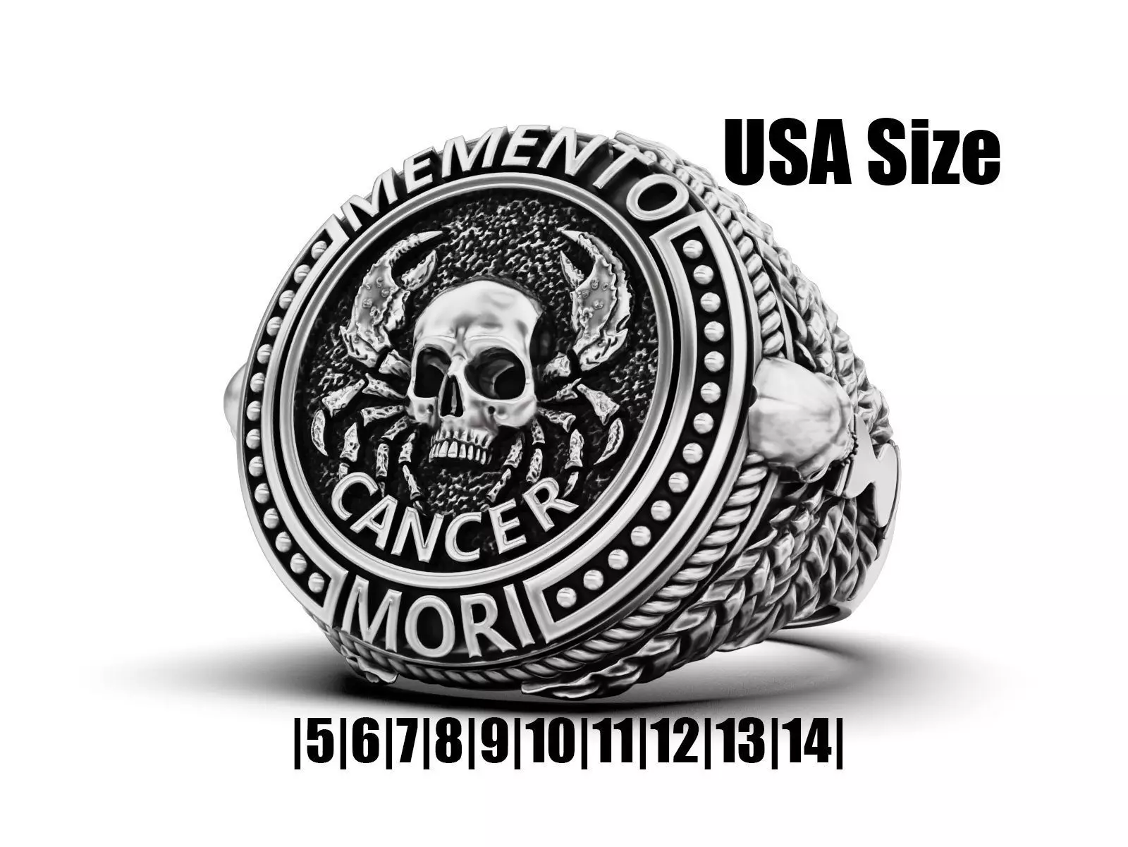 Zodiac skull ring Cancer 3D print model