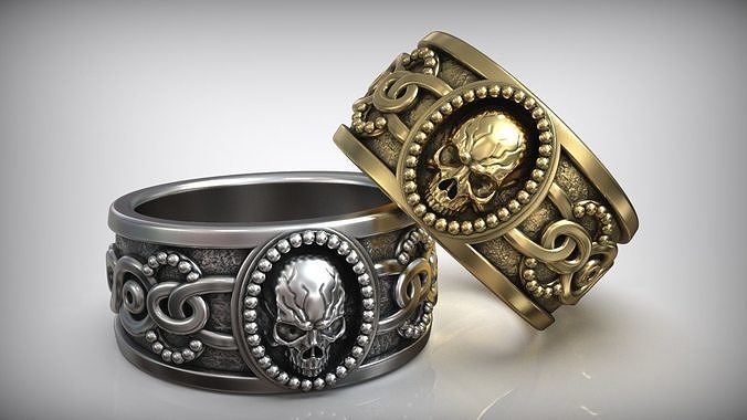 Sugar Skull Calavera Floral Pattern Unisex Ring 3D print model