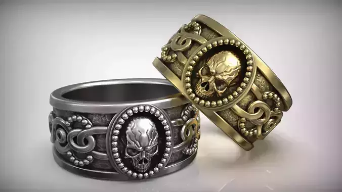 Sugar Skull Calavera Floral Pattern Unisex Ring