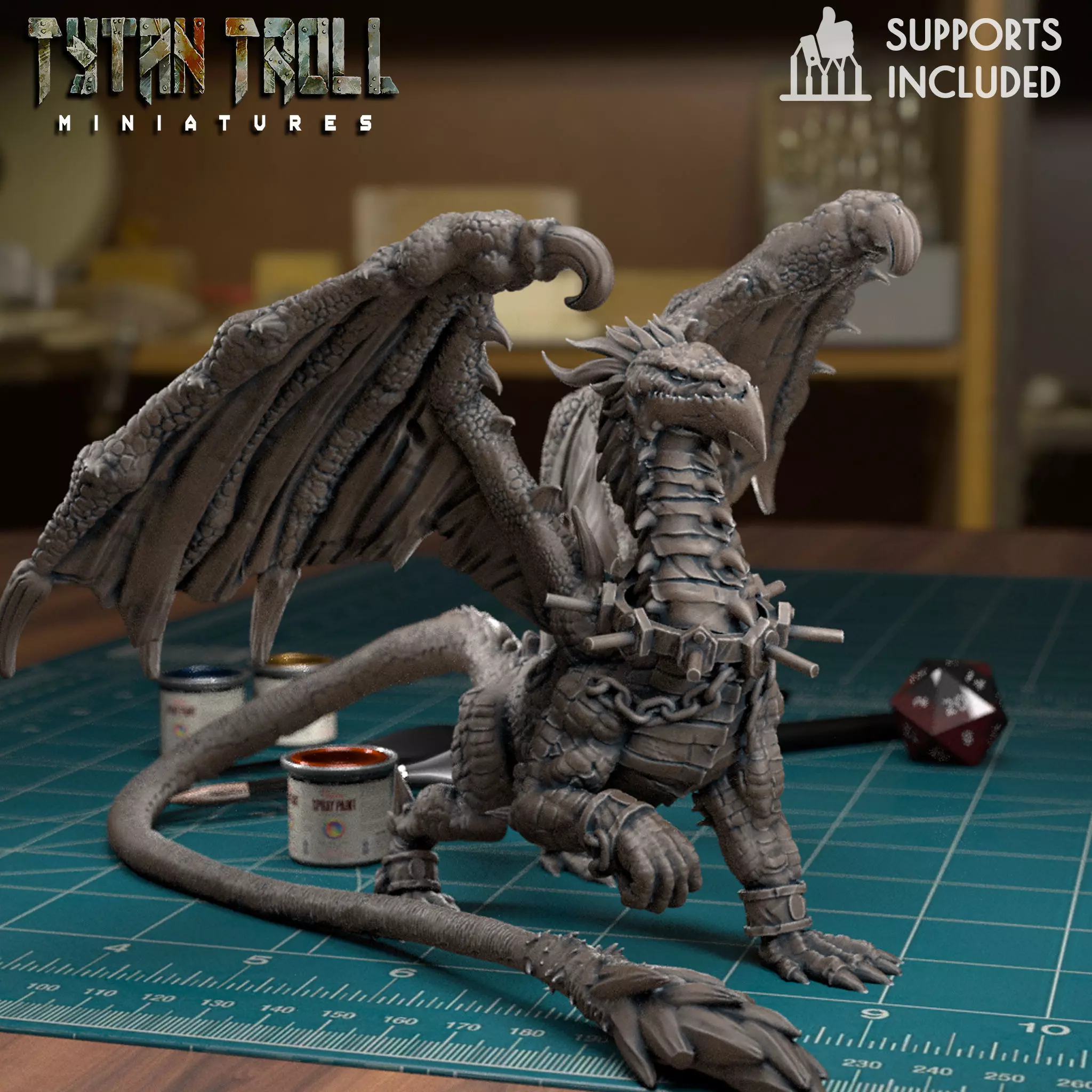 Shackled Dragon - Pre-Supported 3D print model_0