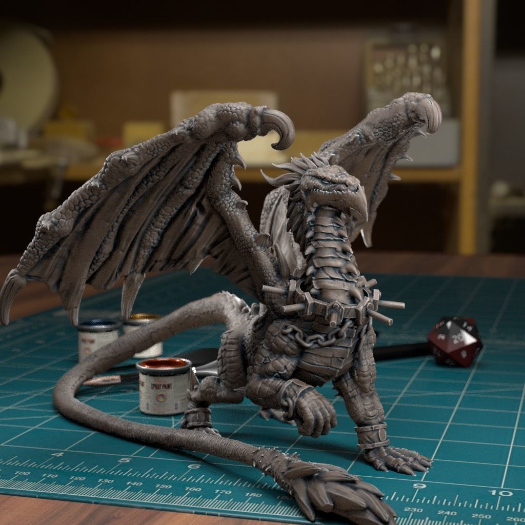 Shackled Dragon - Pre-Supported 3D print model_1