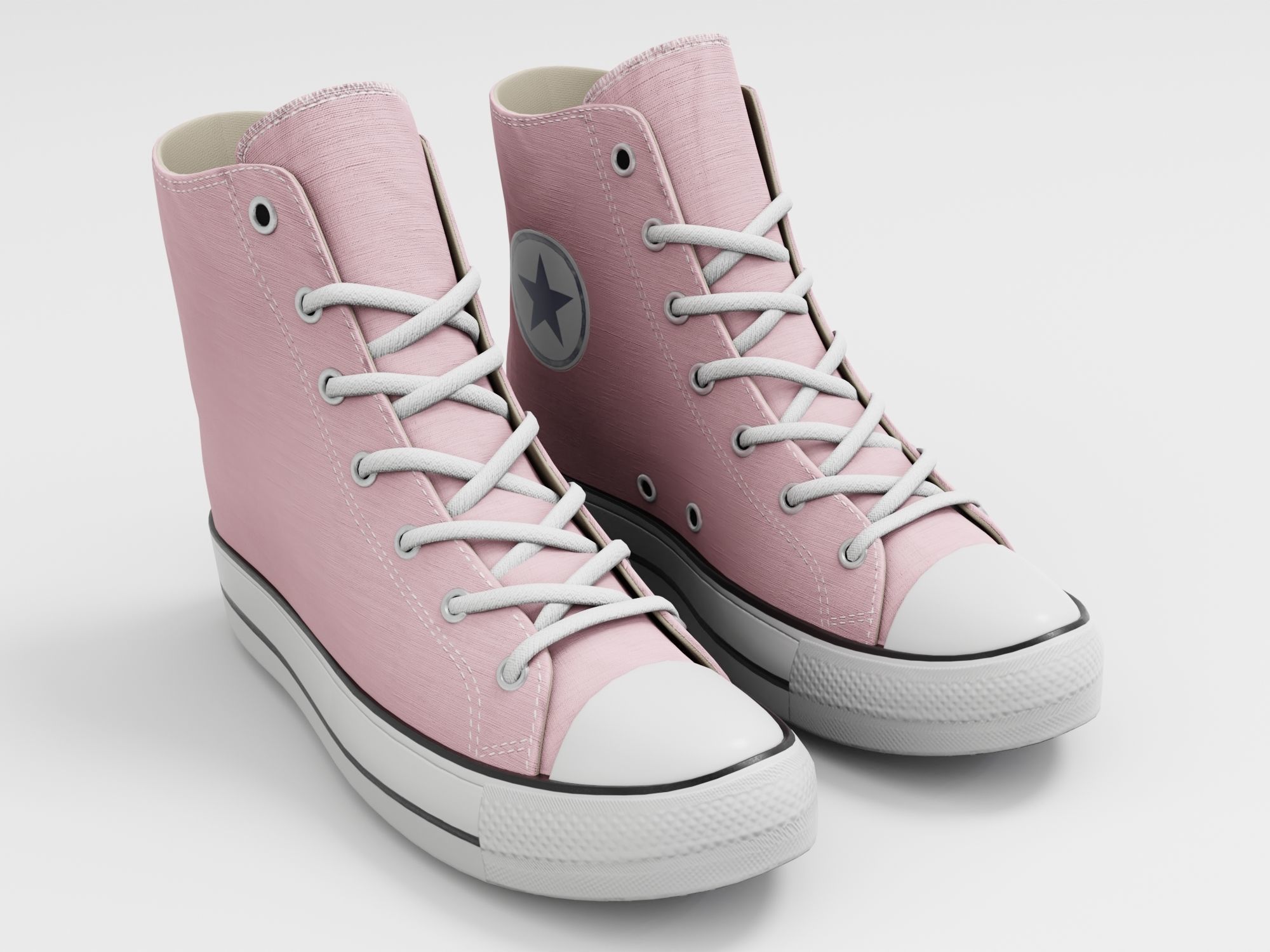 Converse All Star Style Unisex - Shoe Pink PBR Low-poly 3D model_8