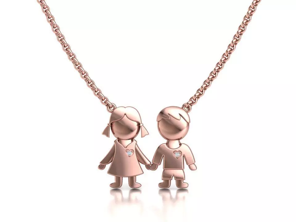 Boy and Girl Pendant 3dmodel Mother Pendant 3D print model