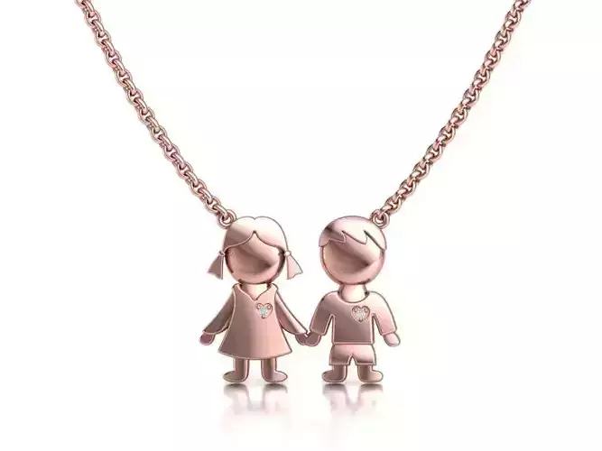 Boy and Girl Pendant 3dmodel Mother Pendant  3D print model