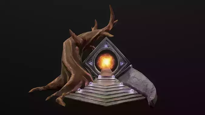 Portal - PBR Game Ready door with fire in it