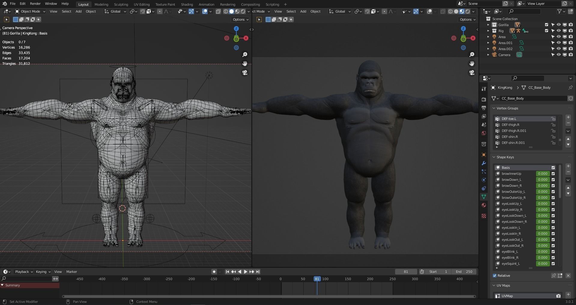 Gorilla - King Kong - v2 Low-poly 3D model_22