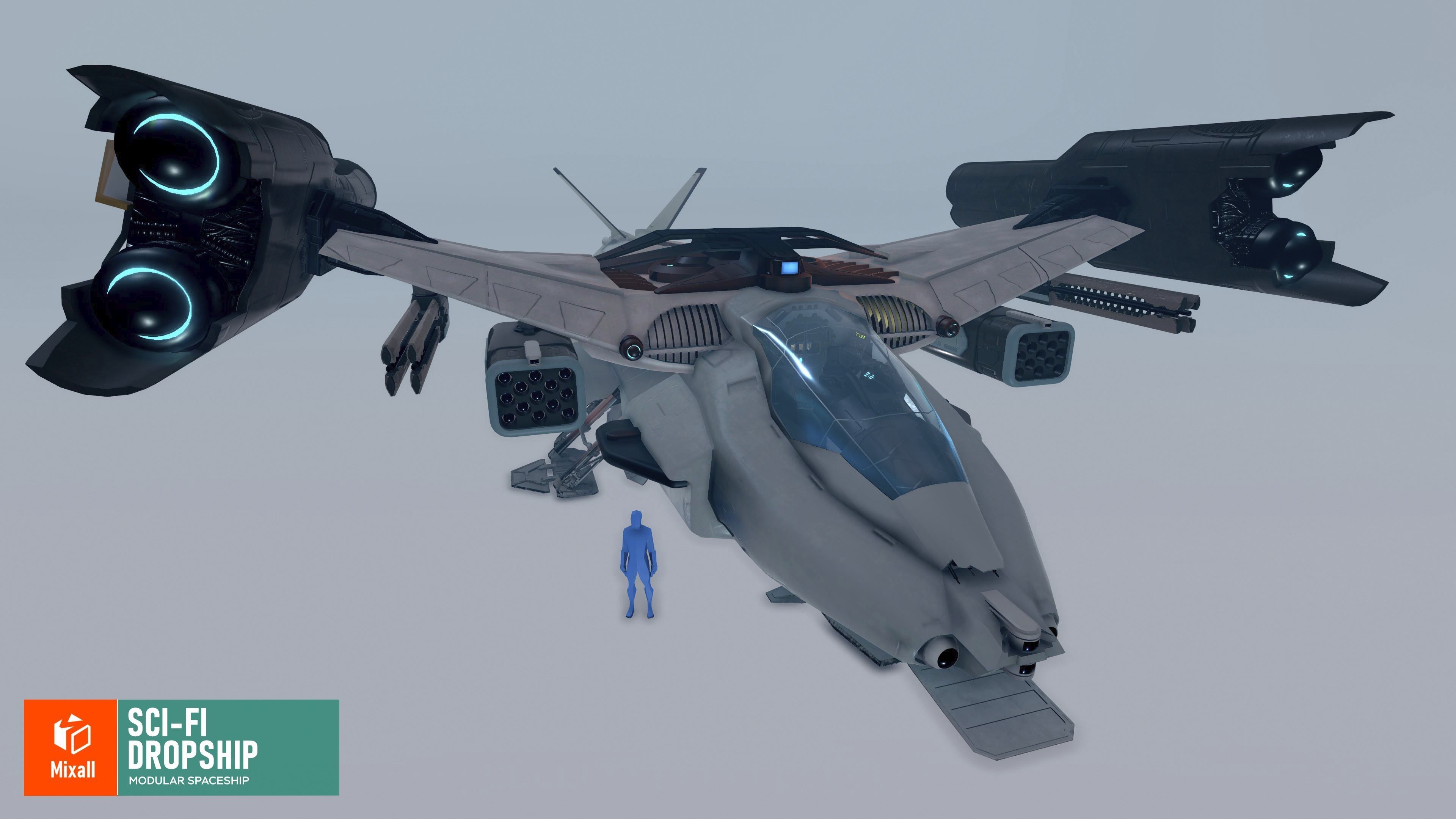 Sci-fi dropship - modular spaceship 3D model_14