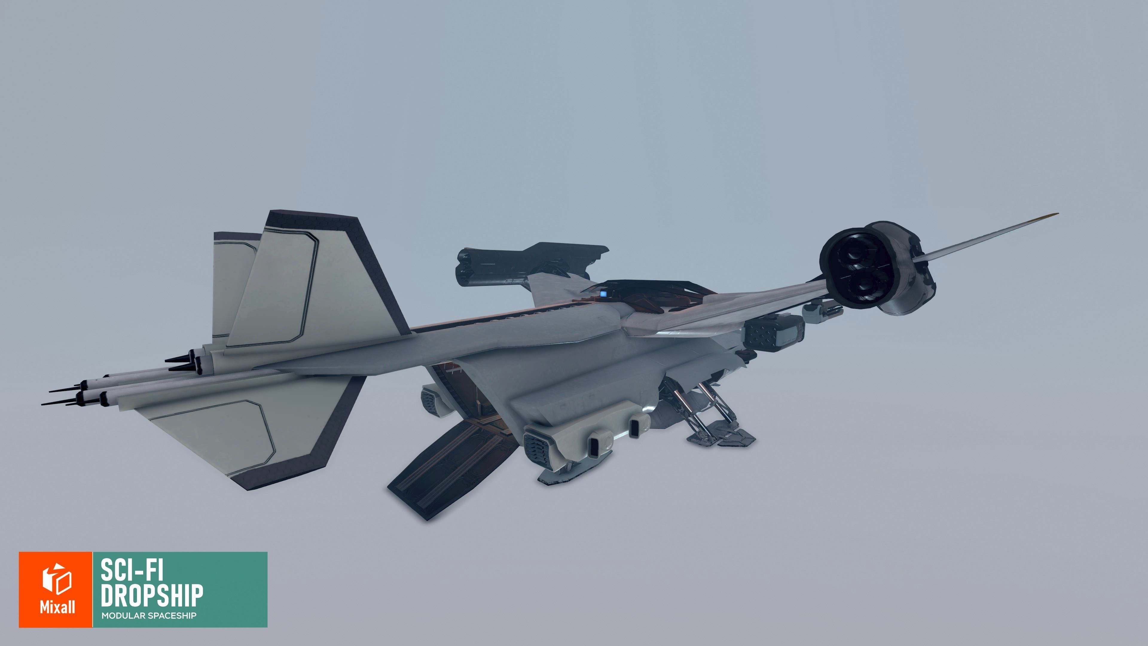 Sci-fi dropship - modular spaceship 3D model_2