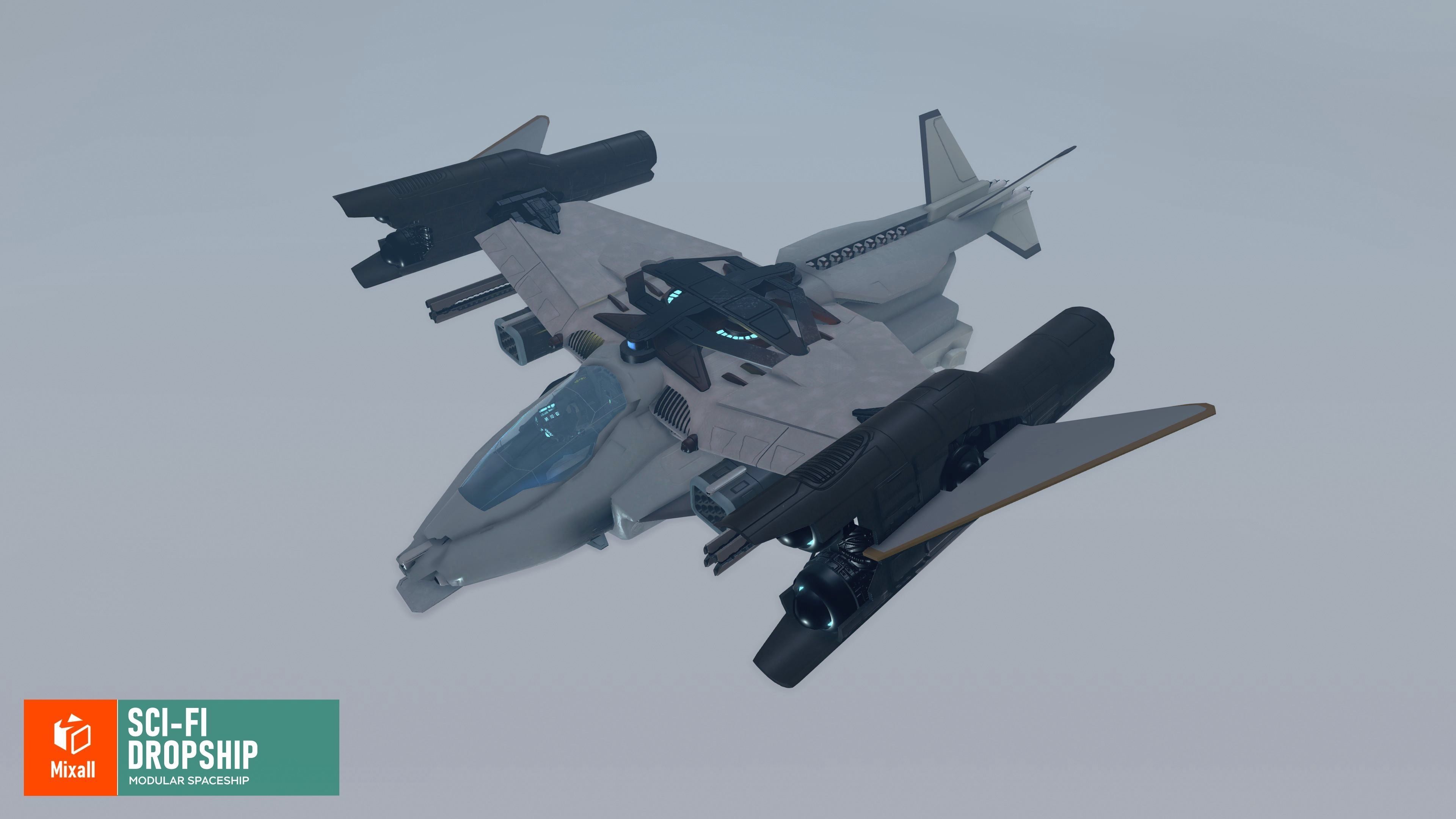 Sci-fi dropship - modular spaceship 3D model_8