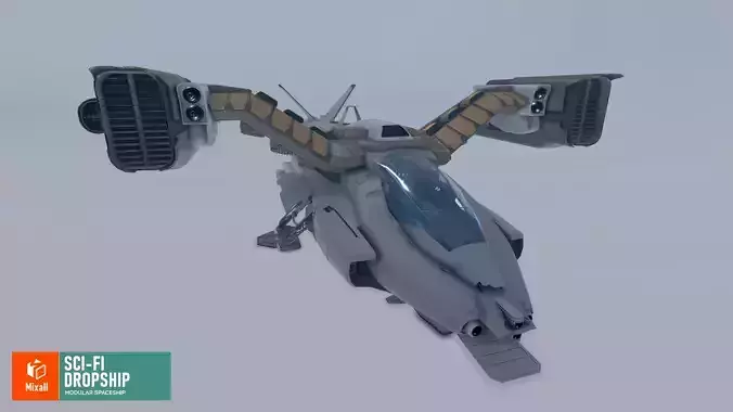 Sci-fi dropship - modular spaceship 3D model