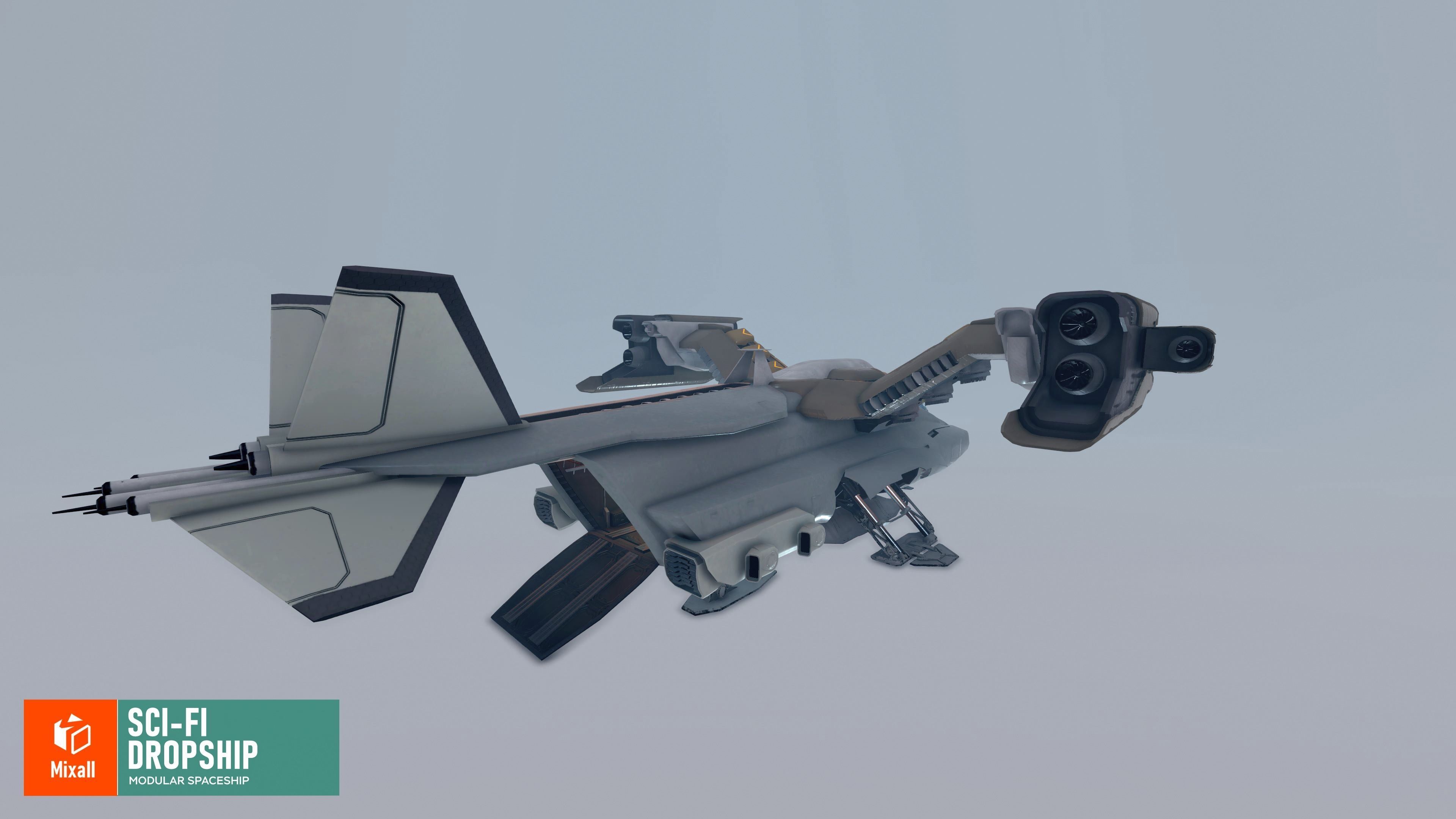 Sci-fi dropship - modular spaceship 3D model_3