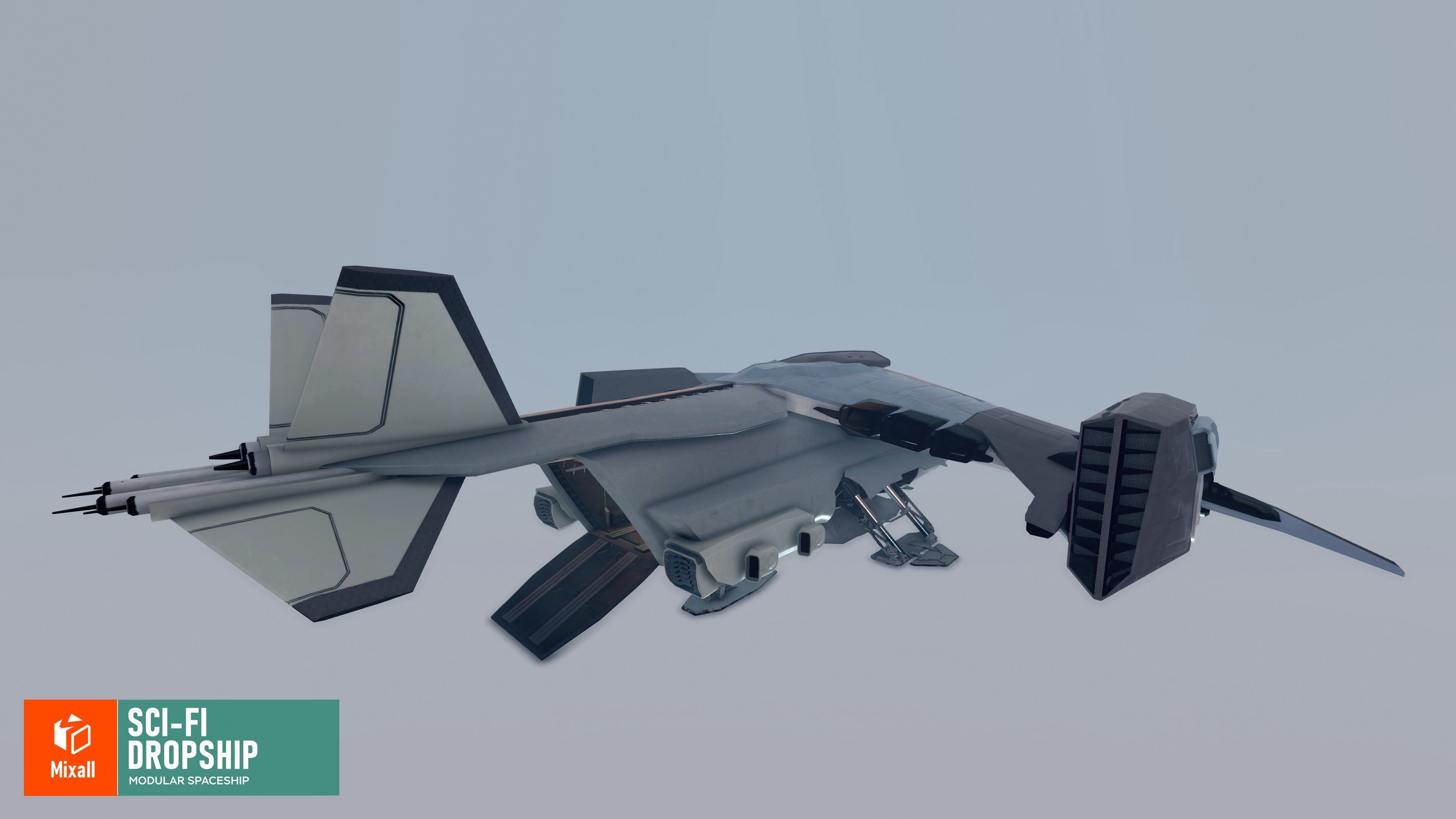 Sci-fi dropship - modular spaceship 3D model_1